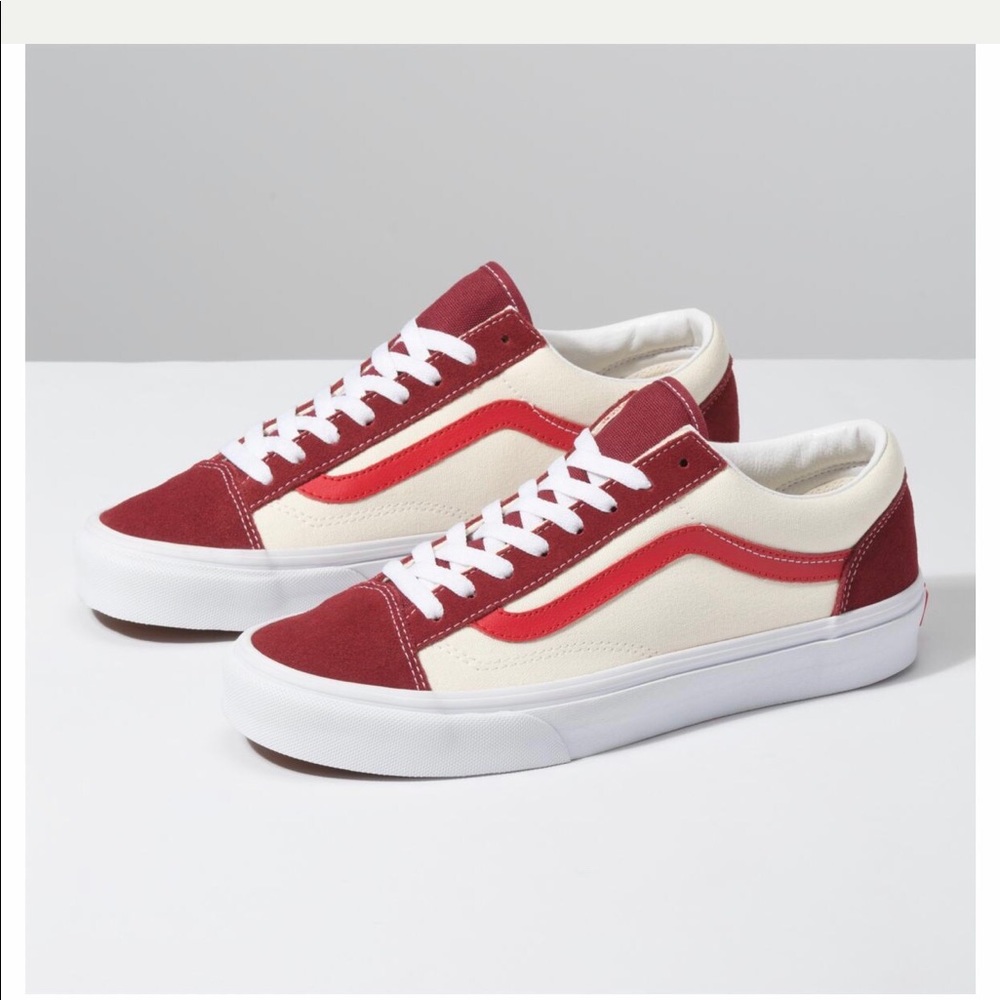 Vans Old Skool Sneakers in Maroon, Red & Cream